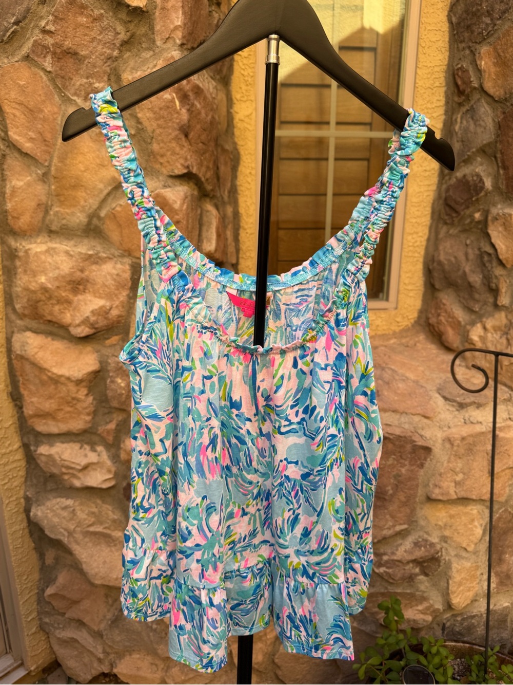 Lilly Pulitzer Ruffle Scoop Neck Tank Top